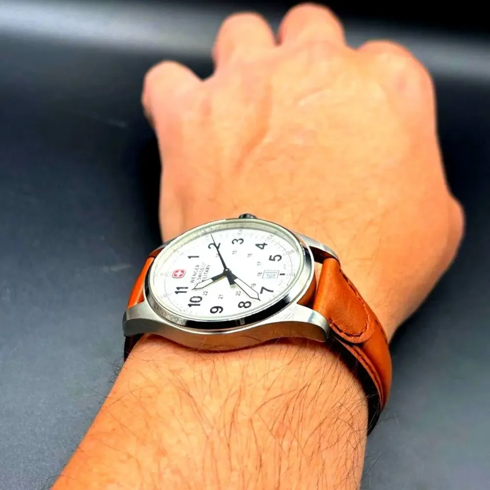 Wenger Swiss Military Terragraph 79201 Genuine Leather Strap Men’s Watch 40mm